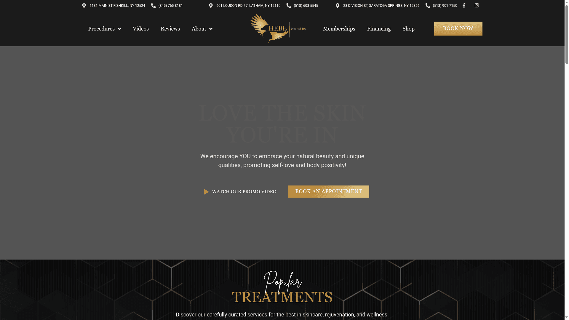 Hebe Medical Spa website