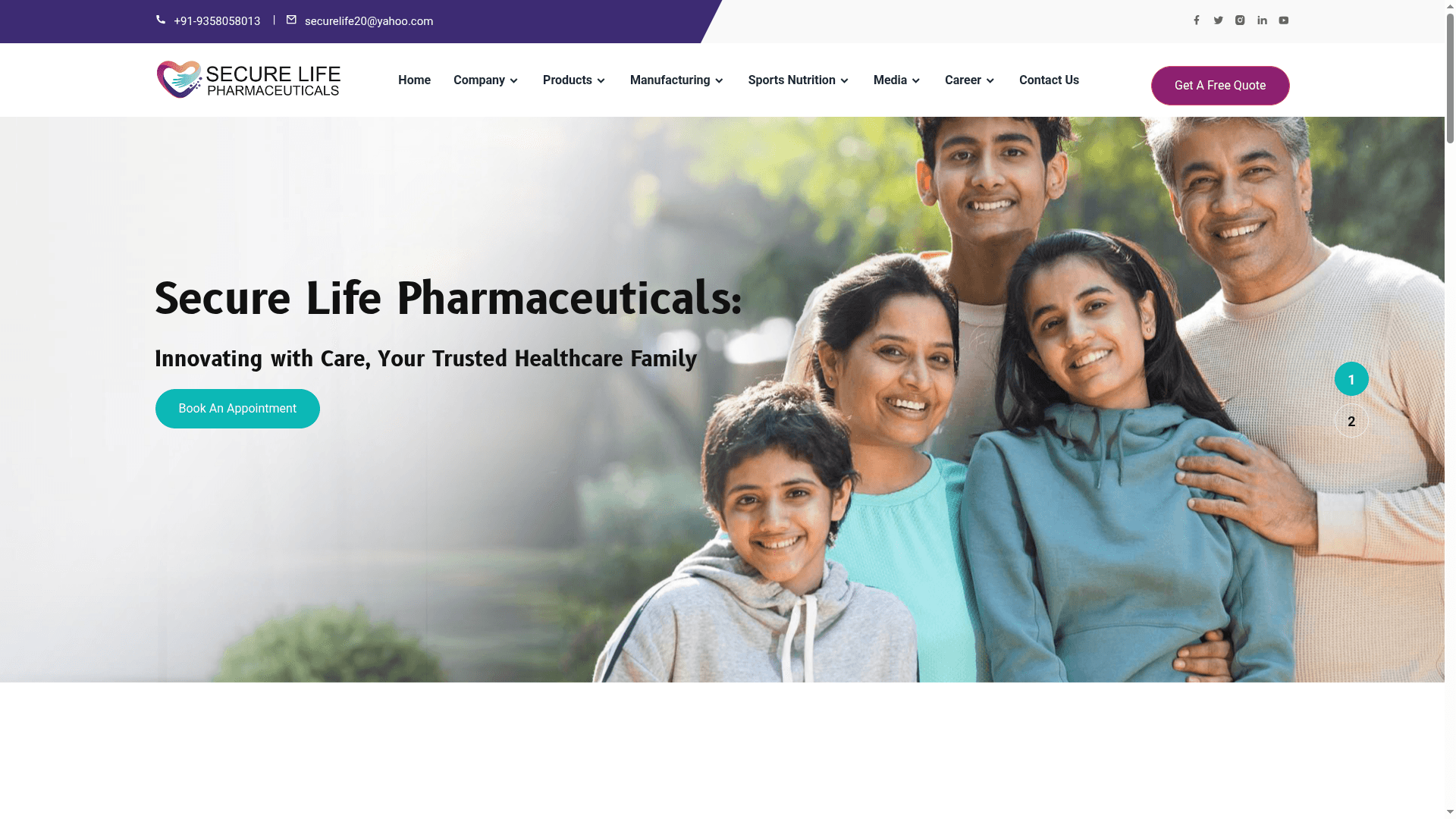 Secure Life Pharmaceuticals website