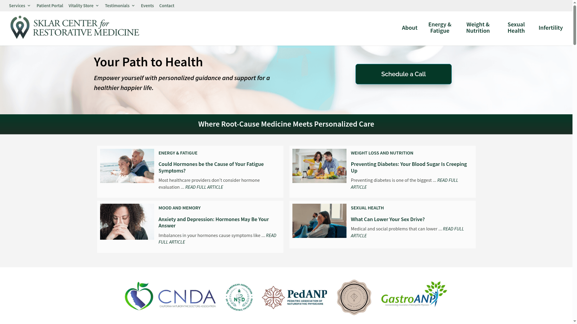 Sklar Center for Restorative Medicine website