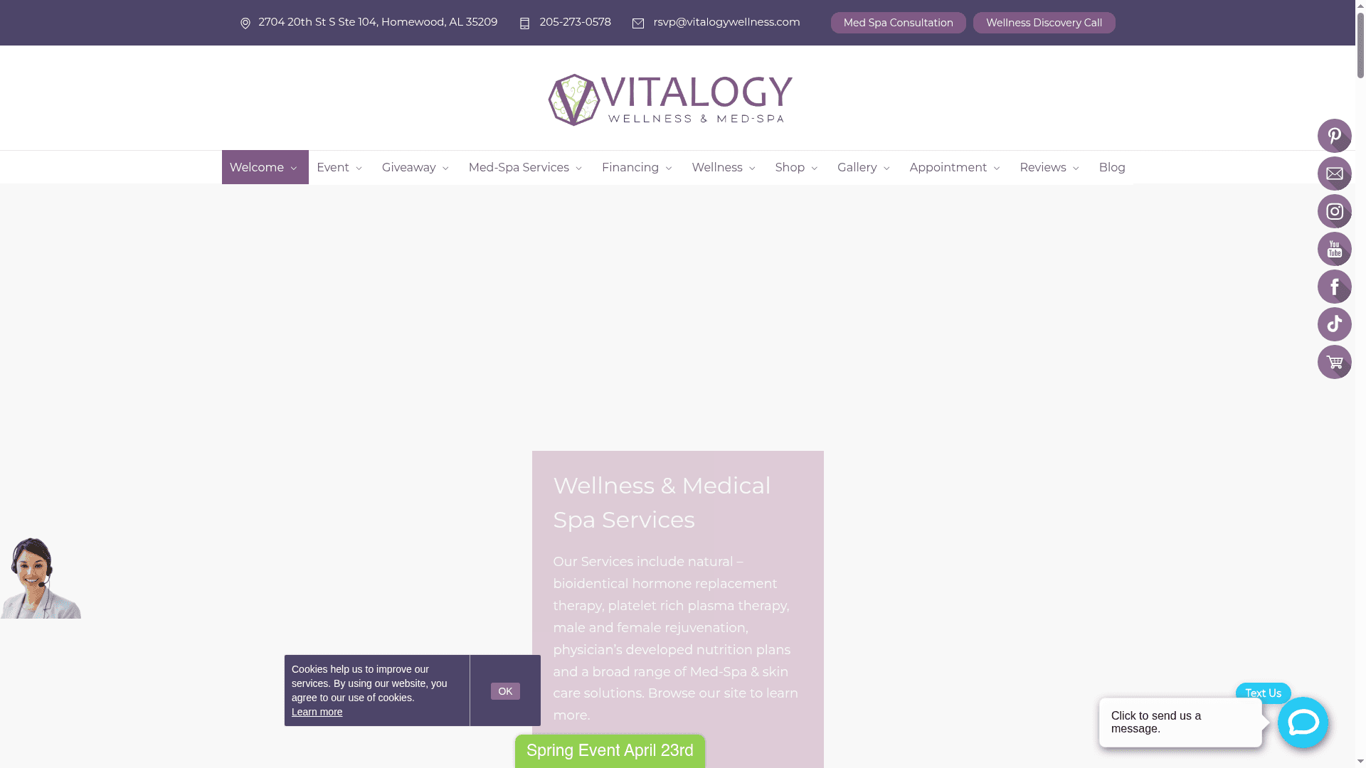 Vitalogy Wellness Center and Medspa website