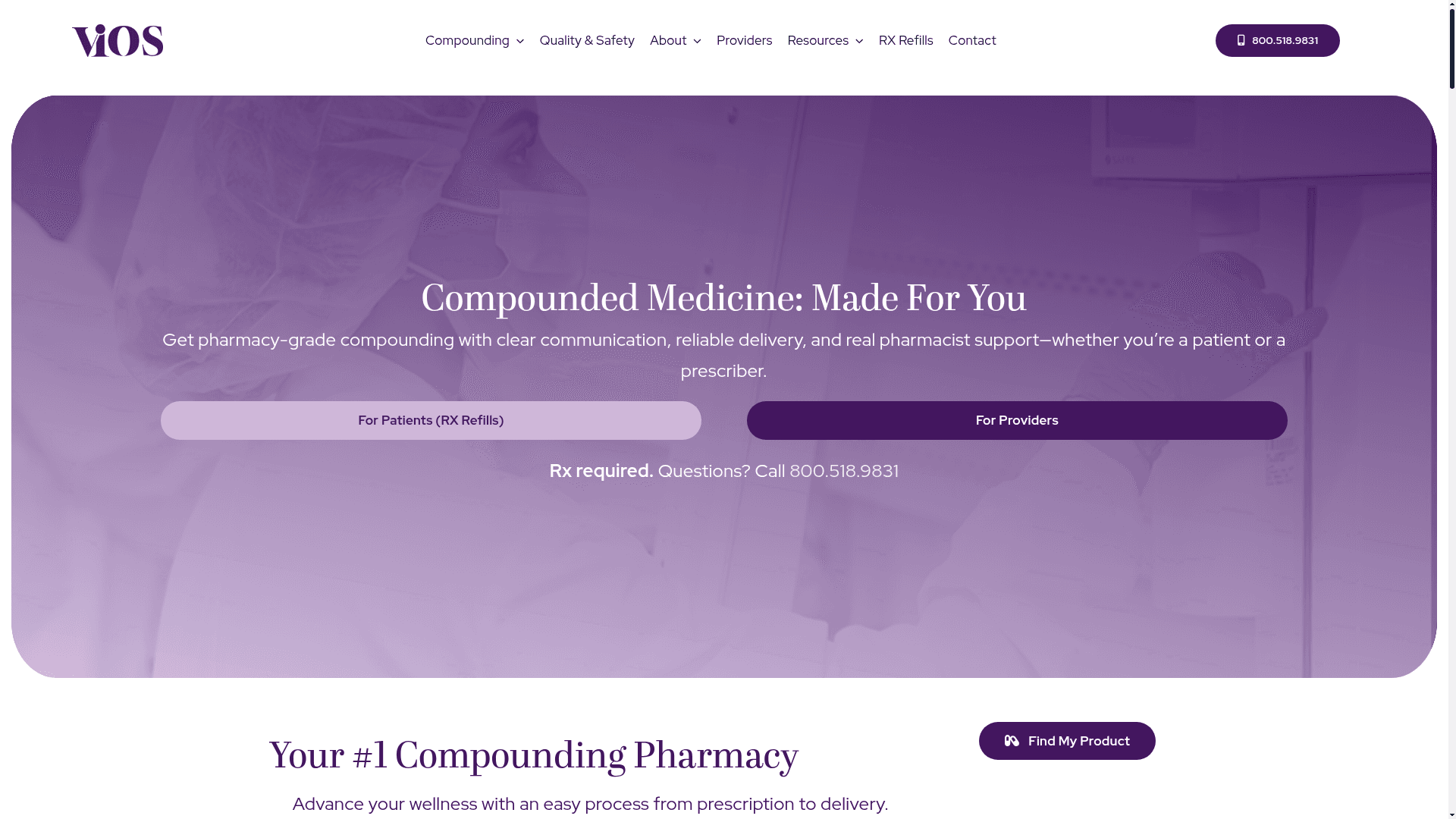 Vios Compounding Pharmacy website
