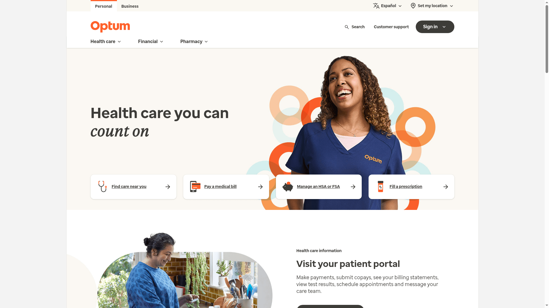 Optum Now website