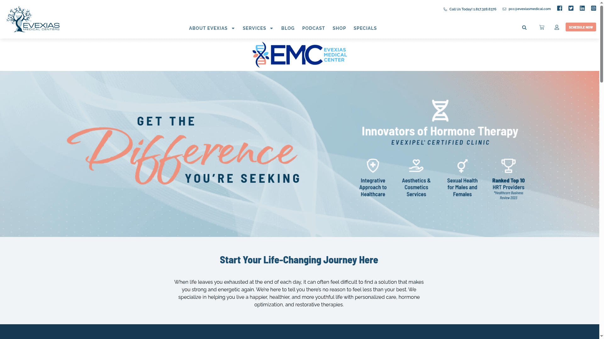 EVEXIAS Medical Centers website