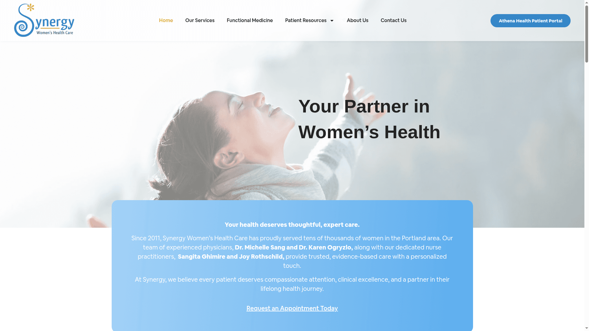 Synergy Women’s Health Care website