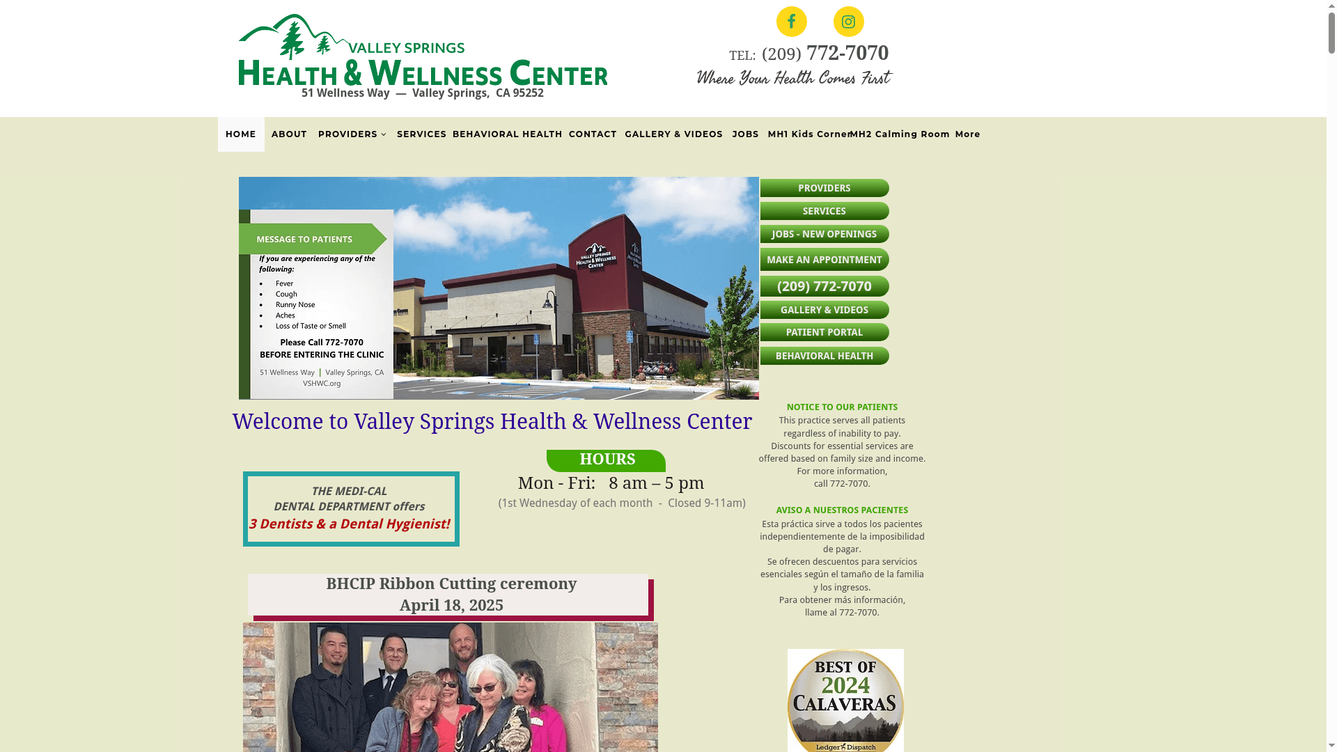 Valley Wellness Center website