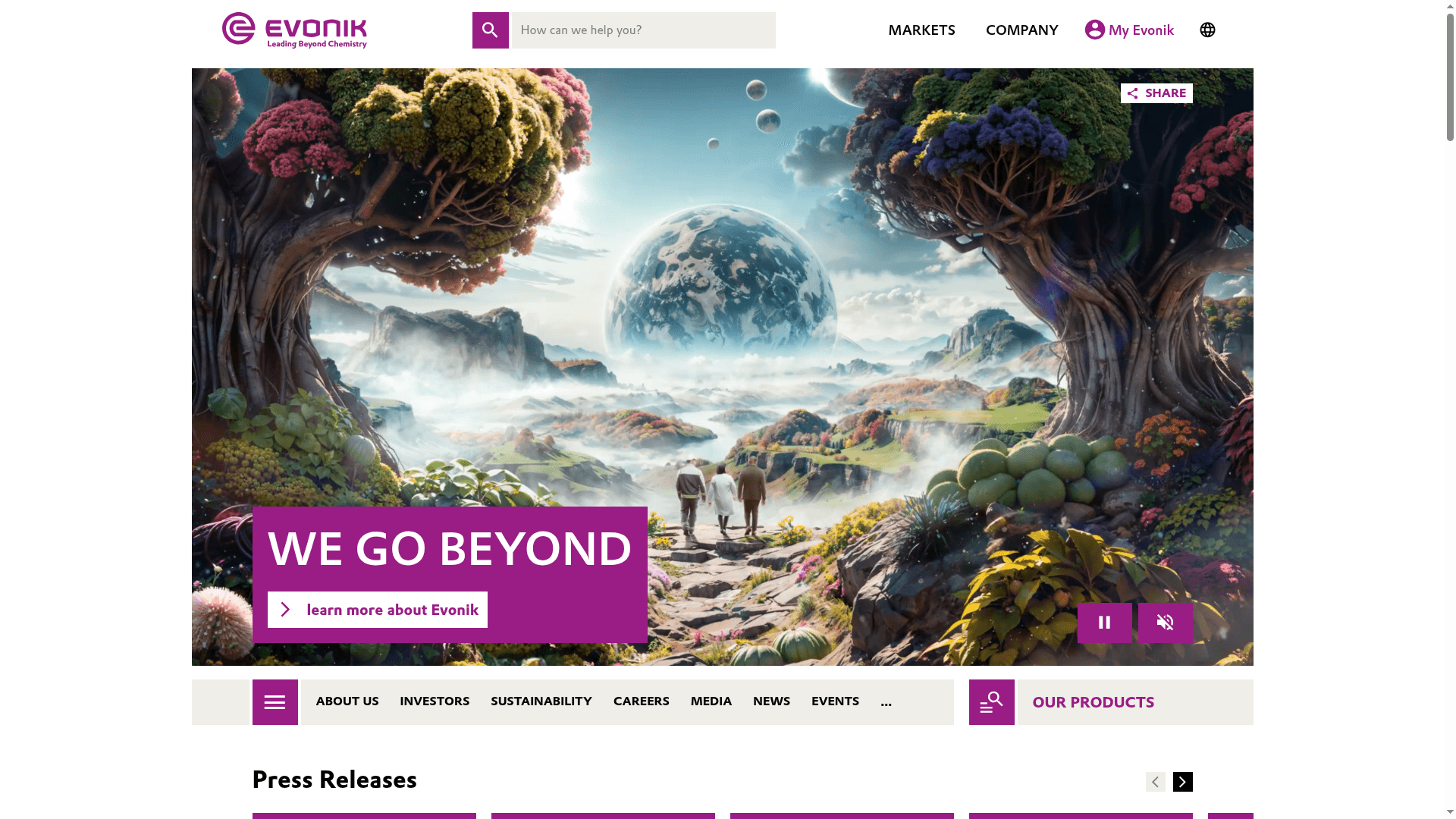 Evonik Health Care website